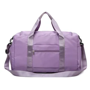 Versatile large purple sports duffel bag with wet dry separation and shoe compartment