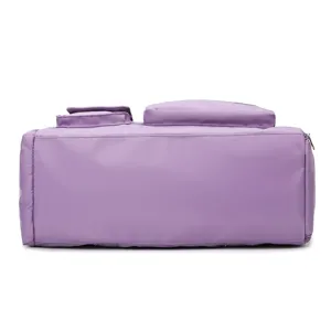 Large purple fitness gym bag with waterproof nylon fabric and multi-pocket travel design
