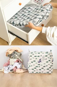 Large fabric storage bag showing practical usage in drawer and huge clothes capacity