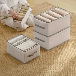 Stackable fabric wardrobe organizers for folded clothes and underwear drawer storage