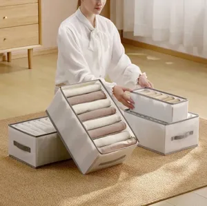 Mesh drawer organizers for clothes and pants with multiple compartments in a home scene