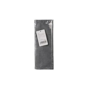 Large capacity gray mesh wash bag with hanging product tag on a white background