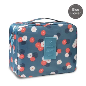 Large Capacity Floral Oxford Cloth Makeup Bag Waterproof Portable Travel Toiletry Organizer Bag With Handle For Women
