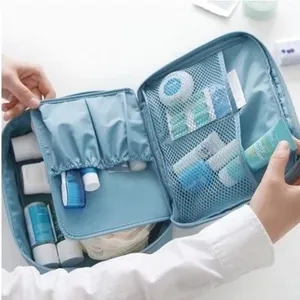 Blue large capacity waterproof travel toiletry bag organizer for cosmetics