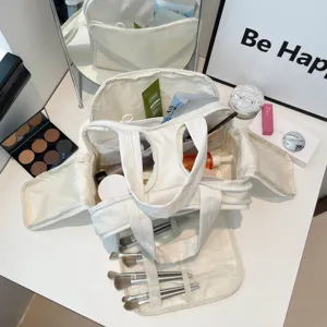 Große Kapazität Gesteppte Kosmetiktasche Tragbare Multifunktionale Reise-Kulturtasche Doppelt Geöffnete Handtasche Make-up-Aufbewahrungstasche