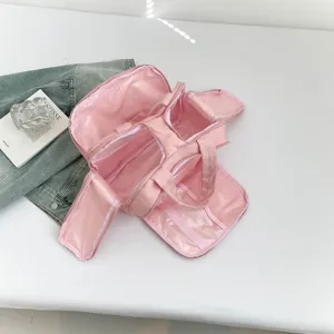 Rosa Kosmetiktasche mit großem Fassungsvermögen und mehreren Fächern