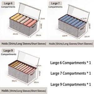 Washable houndstooth storage boxes with dividers and lids for clothes organization