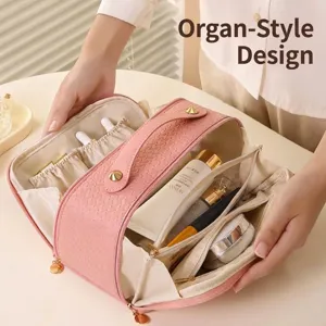 Große rosa Kosmetiktasche für die Reise mit Ziehharmonika-Organizer-Fächern