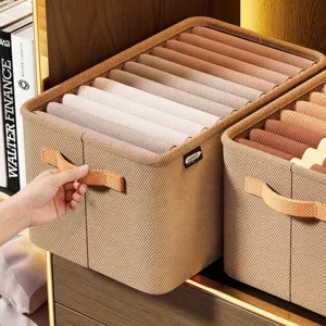 Large capacity foldable fabric clothes storage bin with reinforced steel frame and handles