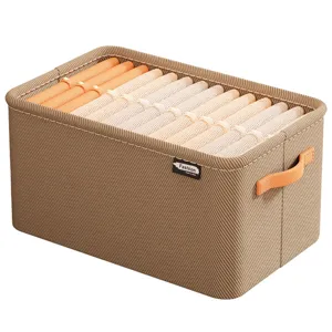 Large capacity foldable fabric storage box for efficient closet clothes organization