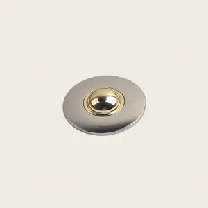 Polished two-tone gold and silver circular metallic brooch for coat and suit