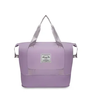 Grand sac de sport voyage lavande imperméable avec poignées et poche zippée avant
