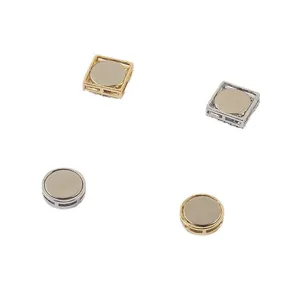 Set of square and round magnetic brooch clasps in gold and silver for clothing fix