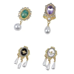 Elegantes Set aus Vintage-Magnetbroschen mit Kunstperlen und Bienenmotiven für Kleidung