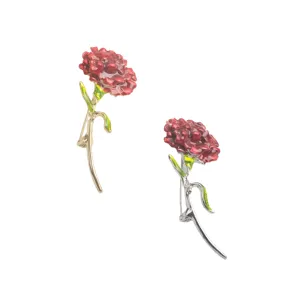 Elegant carnation flower brooch pins for women in gold and silver metal finishes