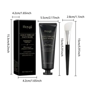 Spécification détaillée des dimensions pour le kit de masque facial avec tube et pinceau.