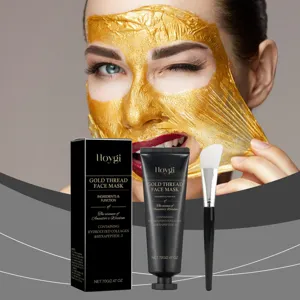 Masque facial peel-off en or 24K Hoygi avec pinceau, nettoyage en profondeur, hydratant.