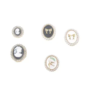 Juego de broches magnéticos de camafeo y lazo vintage para ropa decorativa