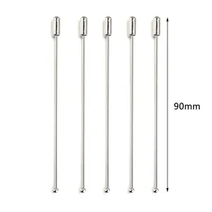 Set mit fünf silbernen, minimalistischen langen Broschennadeln mit 90 mm Längenmaß