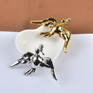 Broche de Acero Inoxidable Paloma de la Paz Rama de Olivo para Mujer Pin de Paloma Pulido Espejo Accesorio de Joyería de Lujo