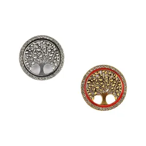 Broches Arbre de Vie vintage avec strass dans les tons or et argent.