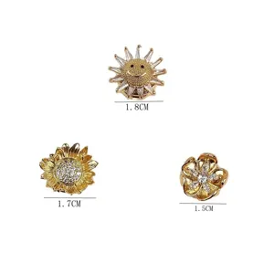 Set van drie magnetische bloem- en zonnbrochès met diametermetingen