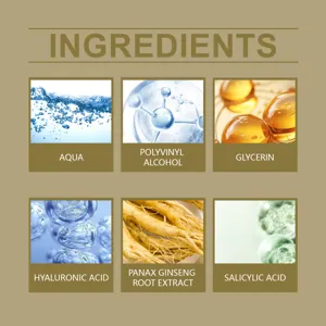 Hoygi maschera peel off ginseng ingredienti grafico con aqua glicerina e acido ialuronico.
