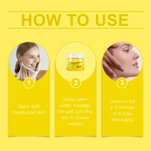 HOYGI turmeric cleansing pads detail step-by-step usage guide for bright and clear face skincare.