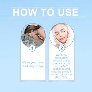 Guida all'uso passo dopo passo per siero viso, pulire il viso e applicare uniformemente.