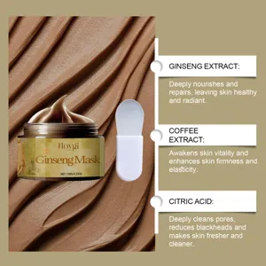 Maschera viso al ginseng Hoygi vista in dettaglio con estratto di caffe per idratazione.