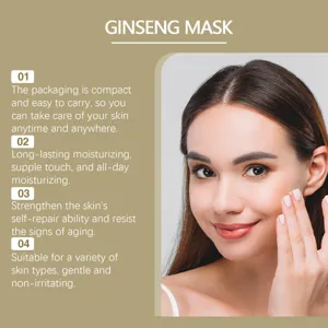 Dettaglio maschera viso al ginseng con confezione portatile e idratazione duratura.