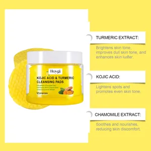 HOYGI Kojic Acid and Turmeric Cleansing Pads for gentle skin brightening and exfoliating.