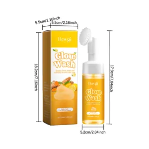 HOYGI Mousse Nettoyante Visage Curcuma Acide Kojique avec Brosse Nettoyante Flacon 100ml
