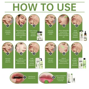 Eelhoe aloe vera skincare series user guide detail image showing step by step instructions.