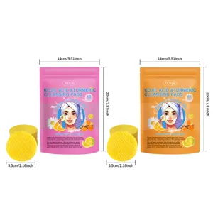 HOYGI Dischetti Detergenti Acido Kojico Curcuma 60pz Esfoliante Viso Illuminante Pelle
