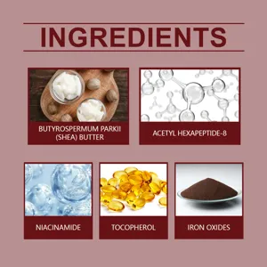 Ripartizione dettagliata degli ingredienti che mostra i principi attivi per la cura delle labbra.