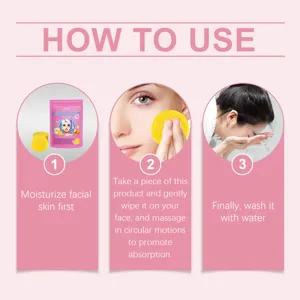 HOYGI turmeric kojic acid cleansing pads detail instruction graphic for face exfoliation.