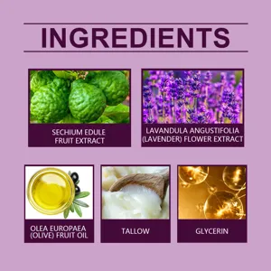 Tallow moisturizing cream ingredient details displaying natural botanical extracts and nourishing oils.