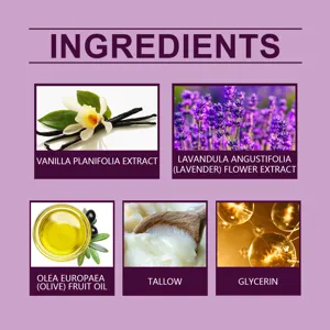 Tallow moisturizing cream ingredient graphic showing natural botanical and nourishing extracts.