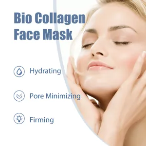 Bio collagen face mask for deep hydrating, pore minimizing and firming skincare routine.