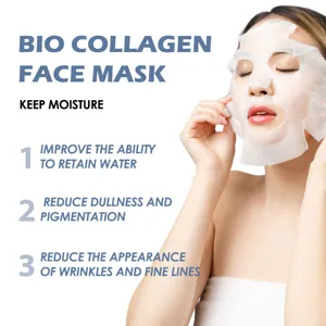 Bio collagen face mask for deep hydration, anti-aging, wrinkle reduction, and skin brightening.