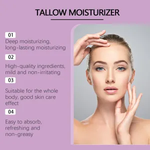 Deep moisturizing tallow face and body cream detail shot showing smooth texture and application.