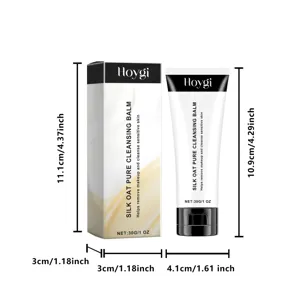 Hoygi oat cleansing balm detail view showing tube, packaging box and accurate product dimensions.