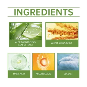 Natural aloe vera and amino acid body scrub key ingredients detail view for smooth skin.