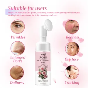 Schiuma detergente viso alla rosa Hoygi per una pulizia profonda dei pori e cura delicata pelle.