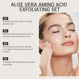 Kit gommage aux acides aminés d'aloe vera pour nettoyage du visage, hydratation et soin.