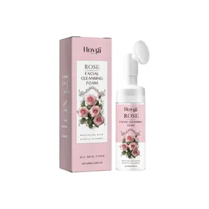 Hoygi Schiuma Detergente Viso alla Rosa con spazzola, pulizia delicata per tutti i tipi di pelle 100ml