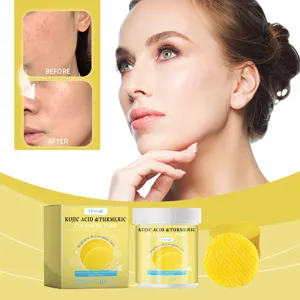 HOYGI Discos Limpiadores de Curcuma y Acido Kojico para cuidado facial diario, 40 unidades.