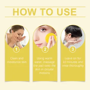 Imagen detallada de la guía de uso del disco limpiador facial de cúrcuma con pasos hidratantes.
