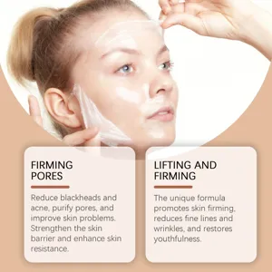 Masque facial peel-off au collagène détail montrant la texture, nettoyage des pores.